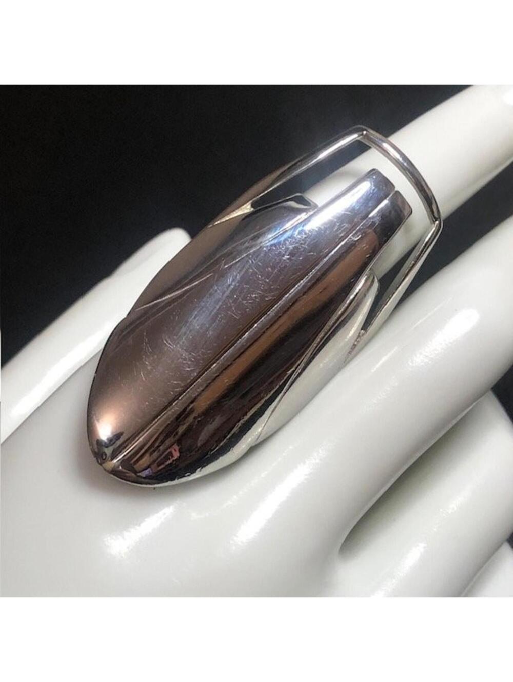 B2796 VITALY abstract scarab Statement Ring Polished Metal Sculptural Modern 10